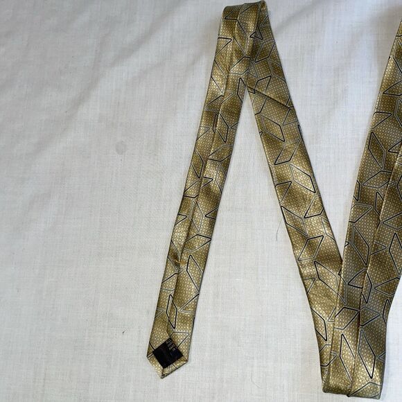 XMI Dress Tie Mens Size 56" Gold 100% Silk Designer U.S.A. - Picture 6 of 12